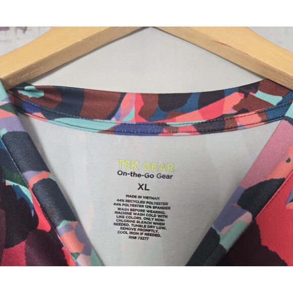 Tek Gear Womens Top Size XL Multicolor Short Sleeve Crop Elastic Band Athletic - Picture 5 of 6